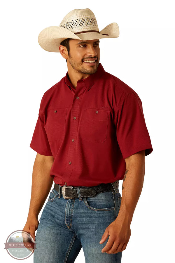 Ariat 10048569 360 Airflow Classic Fit Short Sleeve Shirt in Merlot Front View