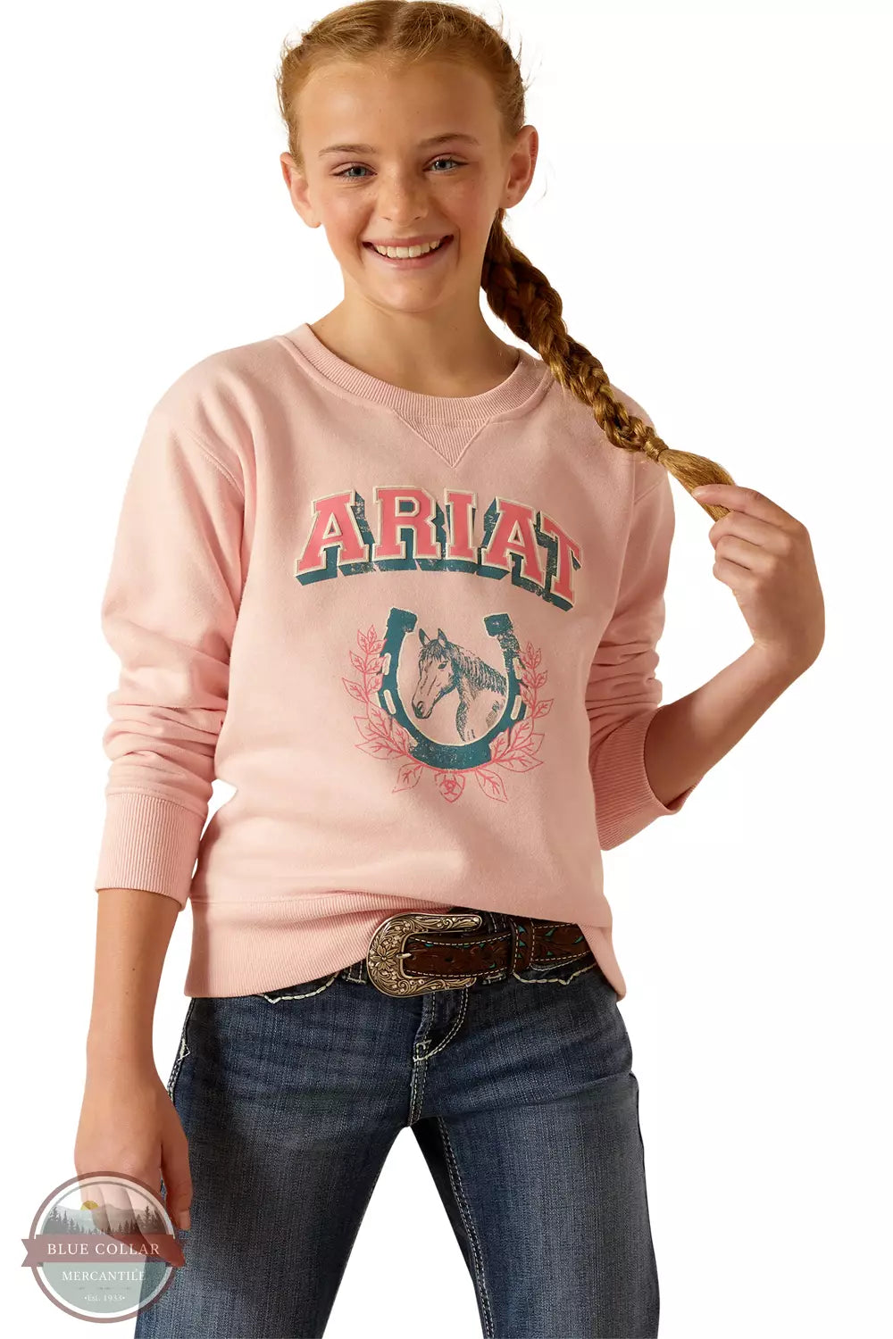 Ariat 10048587 College Sweatshirt in Blushing Rose Front View