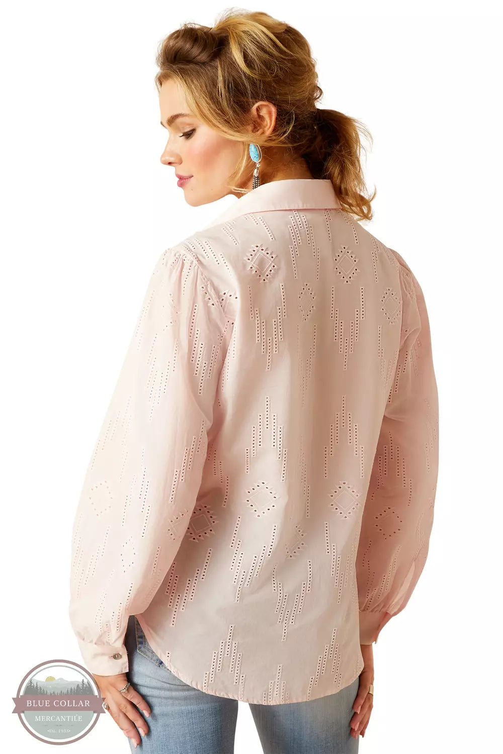 Ariat 10048698 Romantic Long Sleeve Shirt in Icy Pink Back View