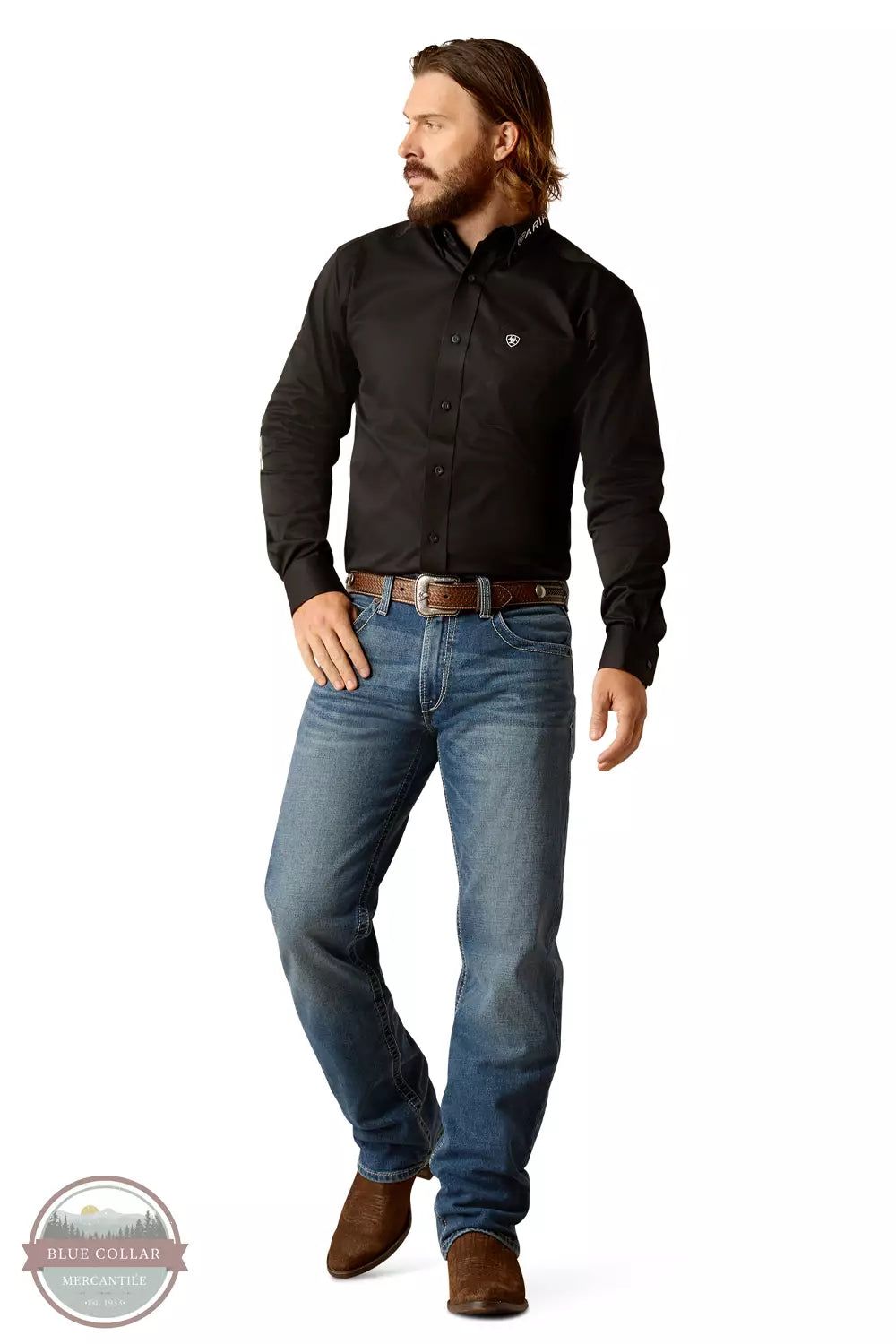 Ariat 10048714 Team Logo Classic Fit Long Sleeve Shirt in Black Full View
