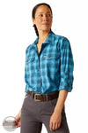 Ariat 10048715 Rebar Made Tough DuraStretch Work Shirt in Prominent Blue Plaid Front View