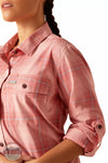 Ariat 10048719 Rebar Made Tough DuraStretch Work Shirt in Mauveglow Plaid Detail 2