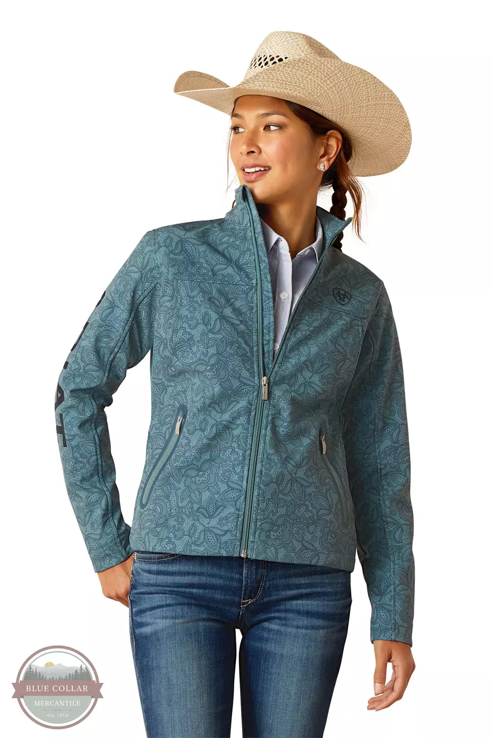 Ariat 10048810 New Team Softshell Jacket in Lacey Front View