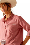 Ariat 10048858 VentTEK Stretch Long Sleeve Shirt in Faded Rose Pinstripe Front Detail View