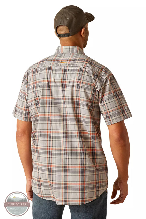 Ariat 10048894 Rebar Made Tough DuraStretch Work Shirt in Alloy Plaid Back View