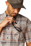 Ariat 10048894 Rebar Made Tough DuraStretch Work Shirt in Alloy Plaid Front Detail View
