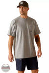 Ariat 10048983 Rebar Cotton Strong Burning Rubber Work T-Shirt in Heather Grey Front View