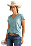 Ariat 10049024 Laguna Logo Baselayer Shirt in Brittany Blue Front View