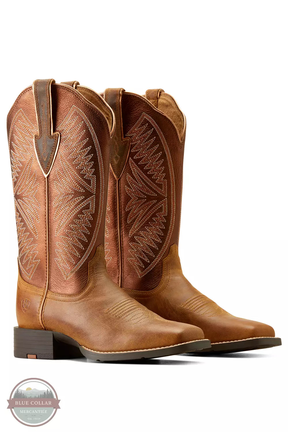 Ariat 10051066 Round Up Ruidoso Western Boot in Pearl / Burnished Chestnut Pair Profile View