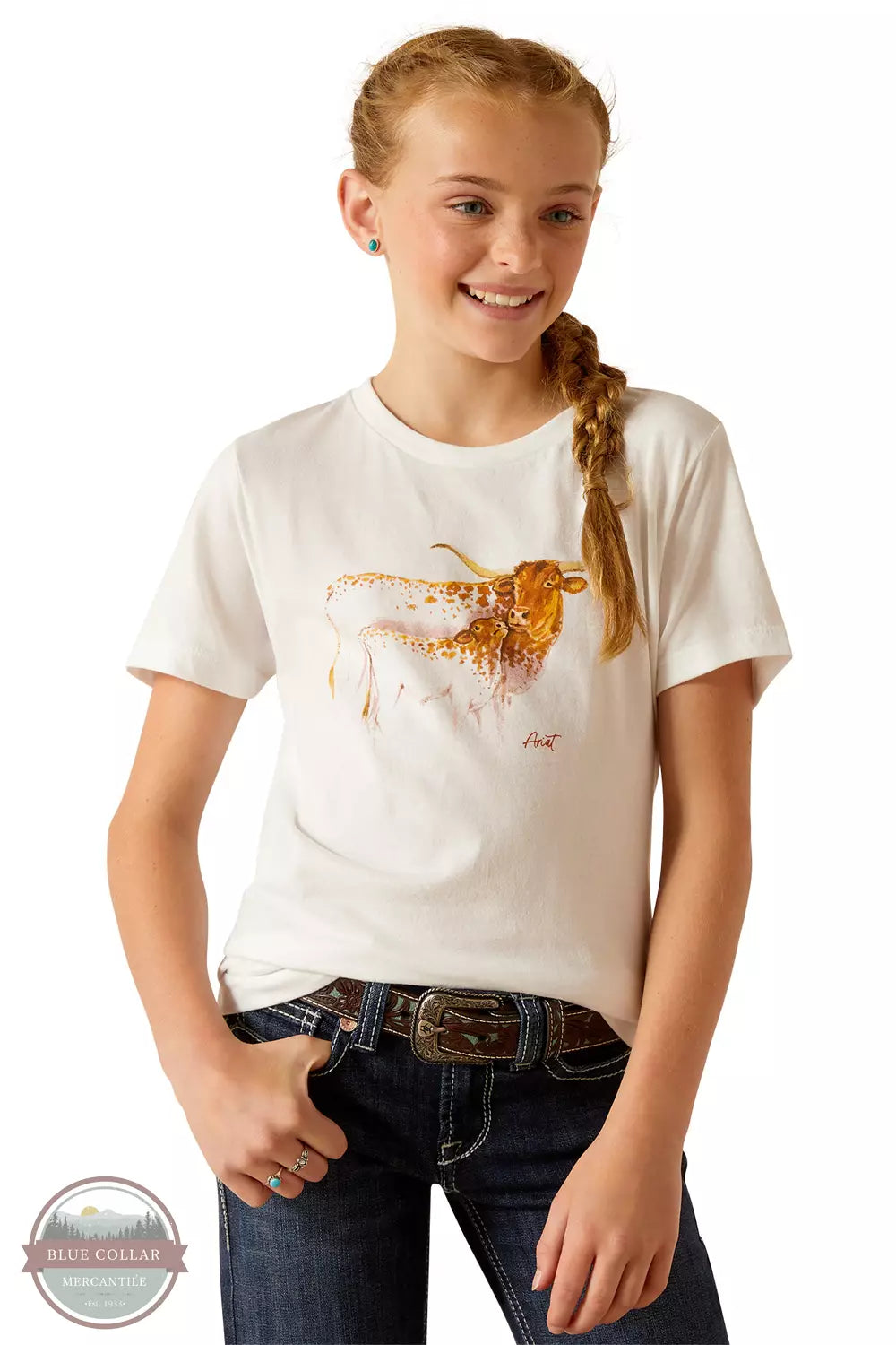Ariat 10051427 Maternal Cow T-Shirt in White Front View