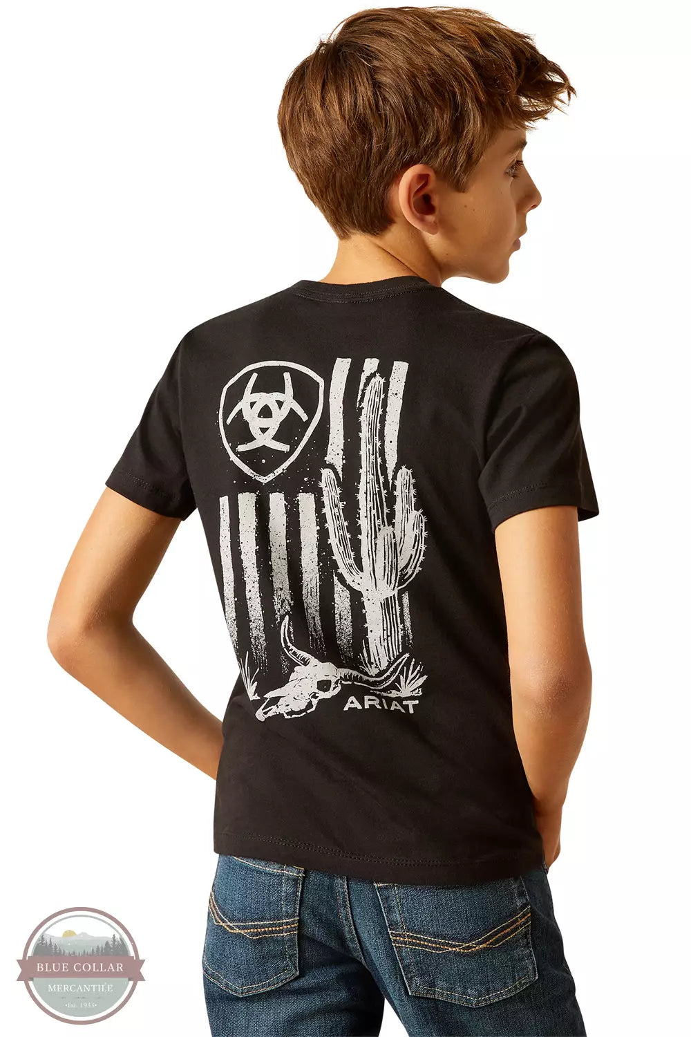 Ariat 10051434 Cactus Flag T-Shirt in Black Back View