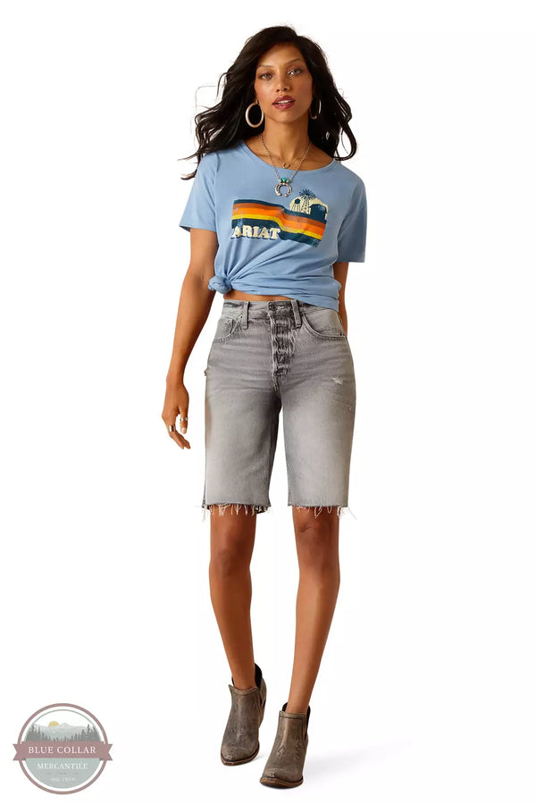 Ariat 10051442 Acres T-Shirt in Light Blue Heather Full View