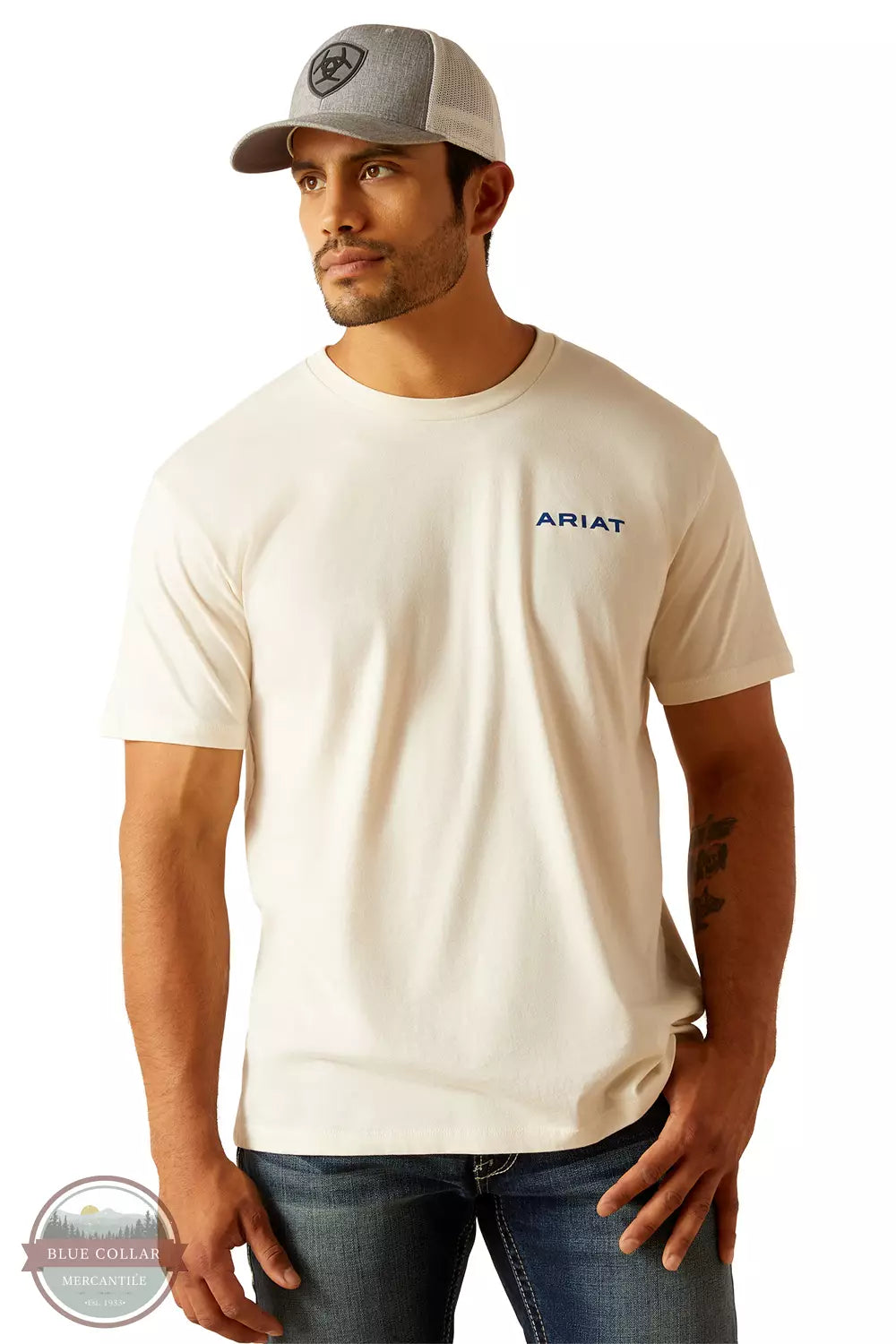 Ariat 10051454 Ariat Logo T-Shirt in Off White Front View
