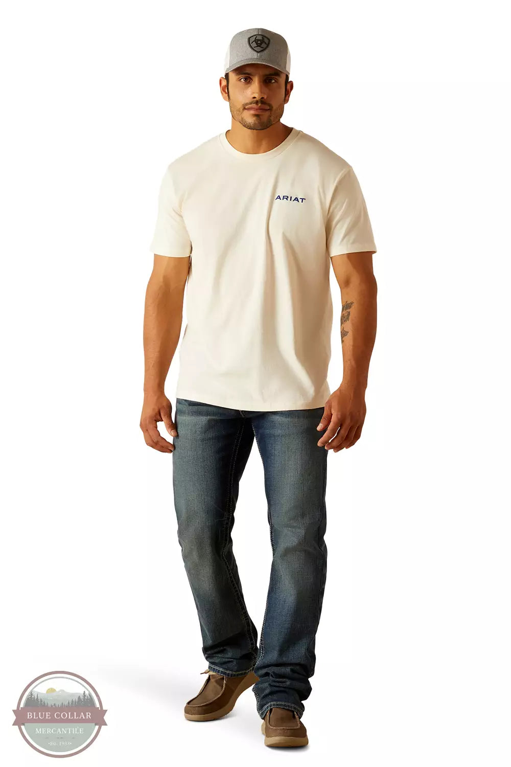 Ariat 10051454 Ariat Logo T-Shirt in Off White Full View