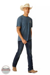 Ariat 10051457 Southwestern Bison T-Shirt in Sailor Blue Heather Full View