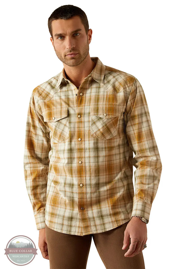 Ariat 10054711 Halston Retro Snap Plaid Long Sleeve Shirt, front