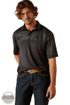 Ariat 10055071 Charger 2.0 Color Block Short Sleeve Polo Shirt in Black, front