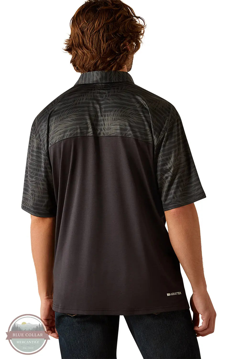 Ariat 10055071 Charger 2.0 Color Block Short Sleeve Polo Shirt in Black, rear