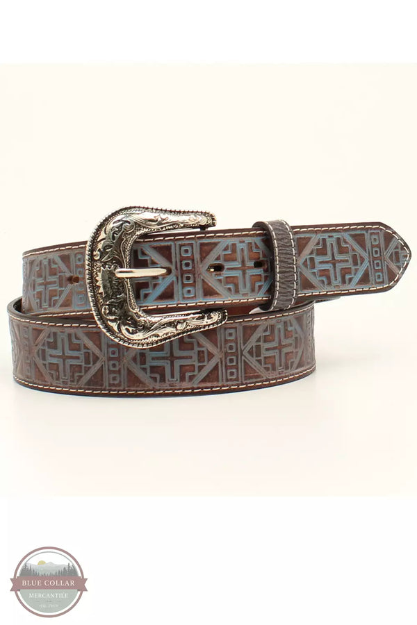 Ariat A1580027 Tooled Cross Pattern Belt Front View