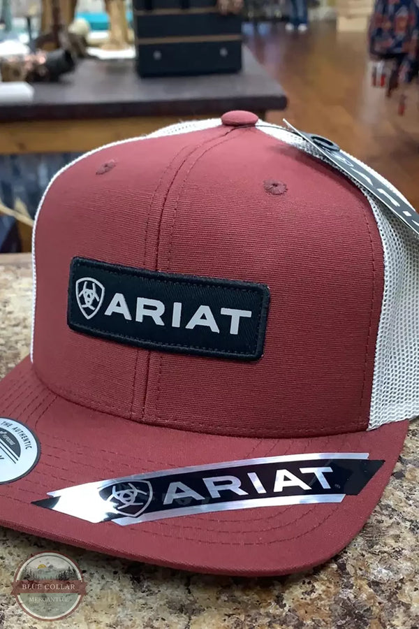 Ariat A300015504 Snap Back Rectangle Logo Cap in Red Life Profile View