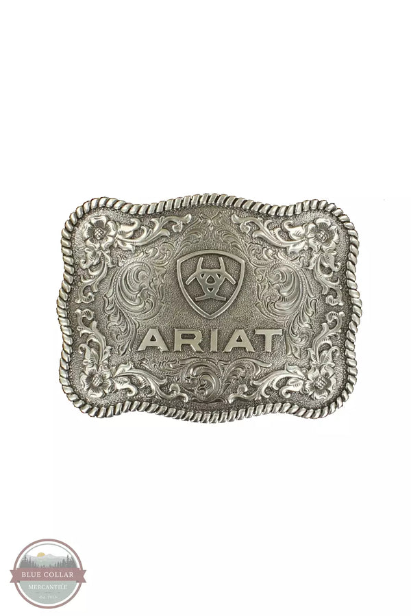 Ariat A37006 Logo on Antiqued Rectangle Buckle with Rope Edge Front View