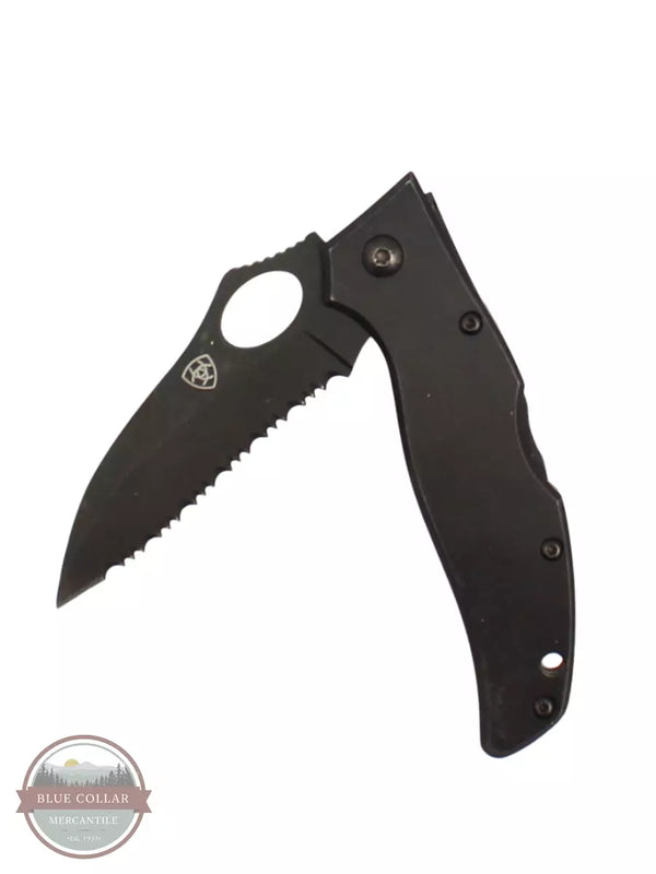Ariat A710010101 Large Folding Serrated Pocket Knife in Black Profile View