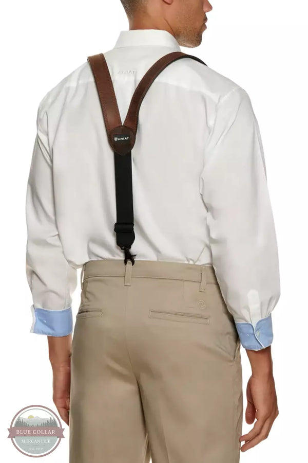 Ariat A850000144 Gallus Distressed Suspenders in Medium Brown Back View