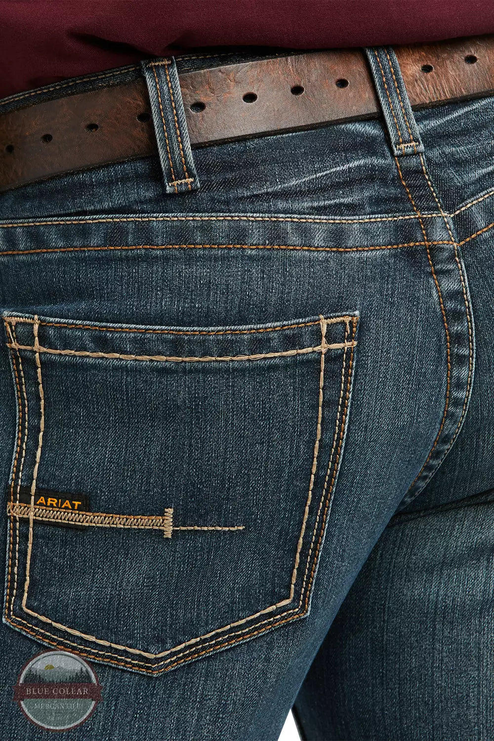 Ariat 10016222 Rebar M5 DuraStretch Edge Stackable Straight Leg Jean in Ironside Back Detail View