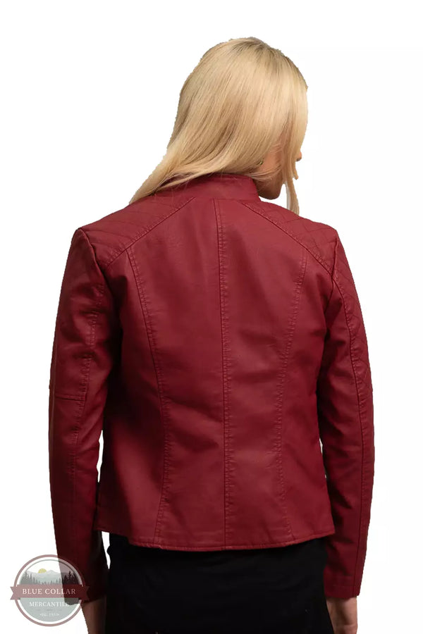 Baccini MZ64134 Quilted Design Vegan Leather Jacket in Biking Red Back View