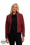 Baccini MZ64134 Quilted Design Vegan Leather Jacket in Biking Red Front View