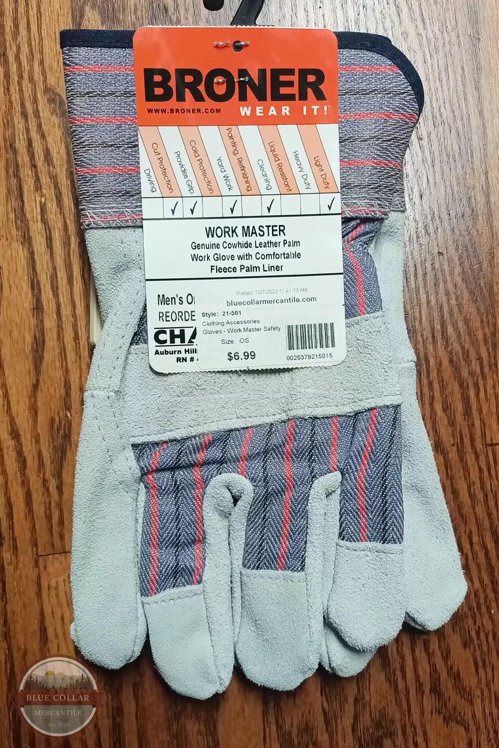 Broner 21-501 Tagged Workmaster Safety Gloves in Grey Package View
