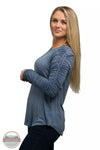 Push Up Ruched Long Sleeve Mineral Wash Top in Denim Blue by Cable & Gauge ZX1Y614