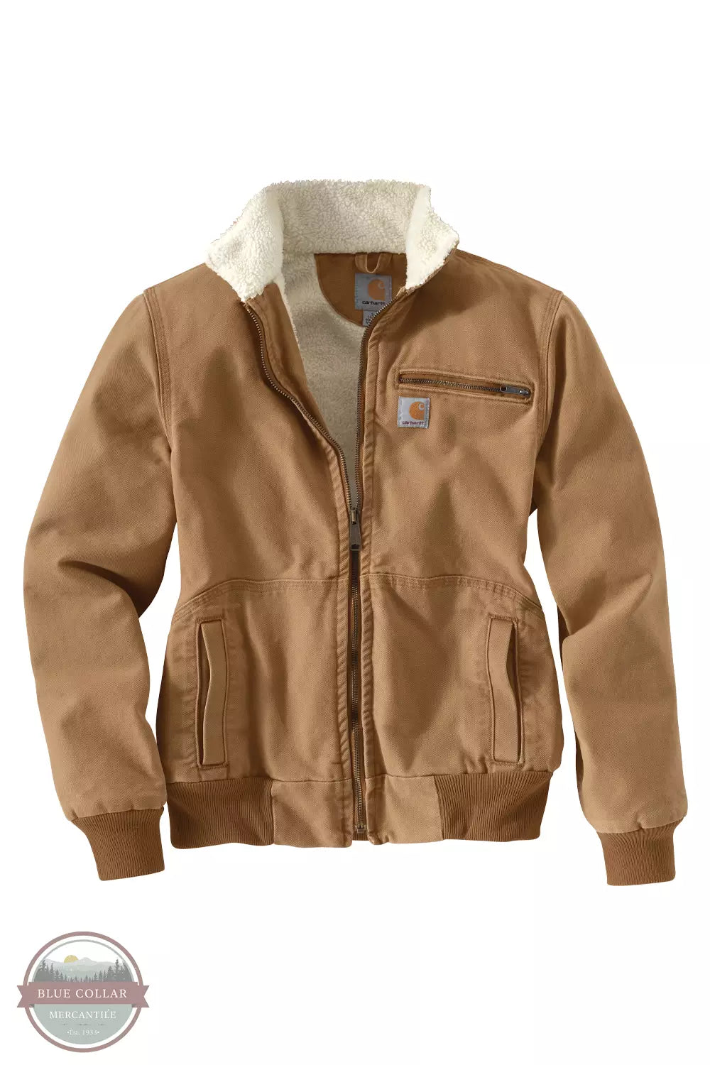 Carhartt 100815-211 Sherpa Lined Weathered Duck Jacket in Carhartt Brown Front View