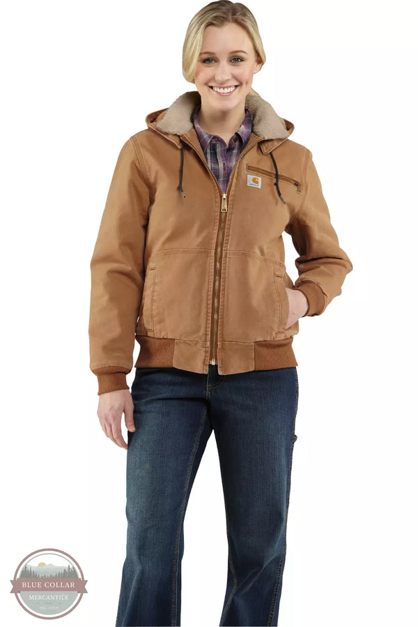 Carhartt 100815-211 Sherpa Lined Weathered Duck Jacket in Carhartt Brown Full VIew