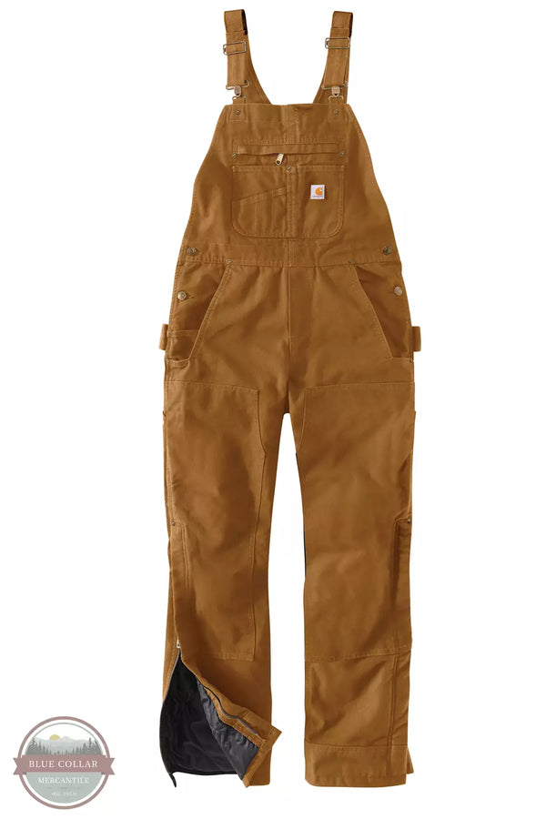 Carhartt 104049-BRN Relaxed Fit Washed Duck Insulated Bib Overalls in Carhartt Brown Front View 1