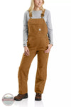 Carhartt 104049-BRN Relaxed Fit Washed Duck Insulated Bib Overalls in Carhartt Brown Front View