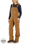 Carhartt 104049-BRN Relaxed Fit Washed Duck Insulated Bib Overalls in Carhartt Brown Profile View