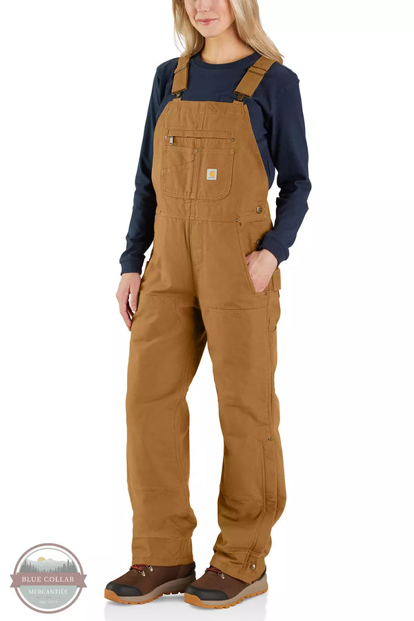Relaxed Fit Washed Duck Insulated Bib Overalls in Carhartt Brown by  Carhartt 104049-BRN