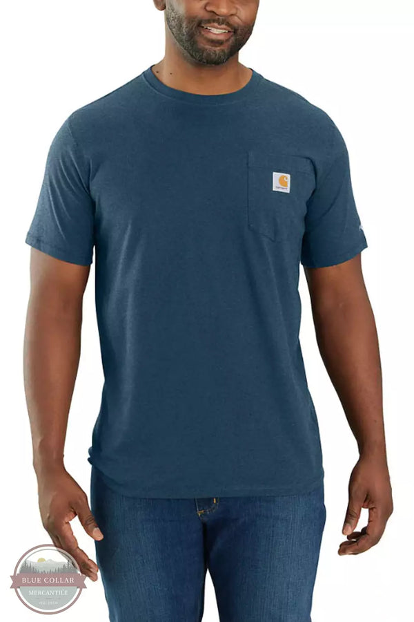 Carhartt 104616 Force® Relaxed Fit Midweight Short-Sleeve Pocket T-Shirt Light Huron Heather Front View