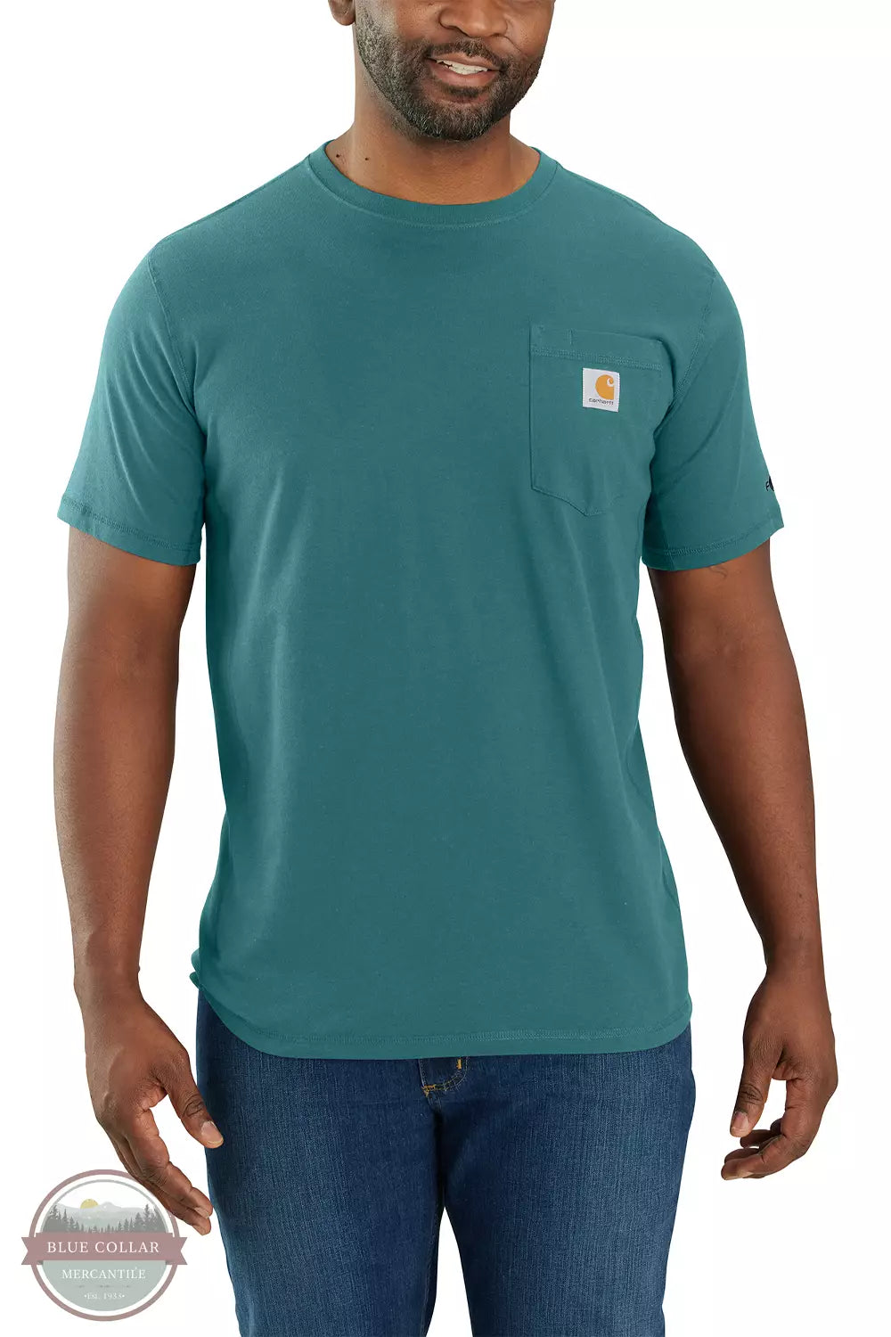 Carhartt 104616 Force® Relaxed Fit Midweight Short-Sleeve Pocket T-Shirt Sea Pine Front View