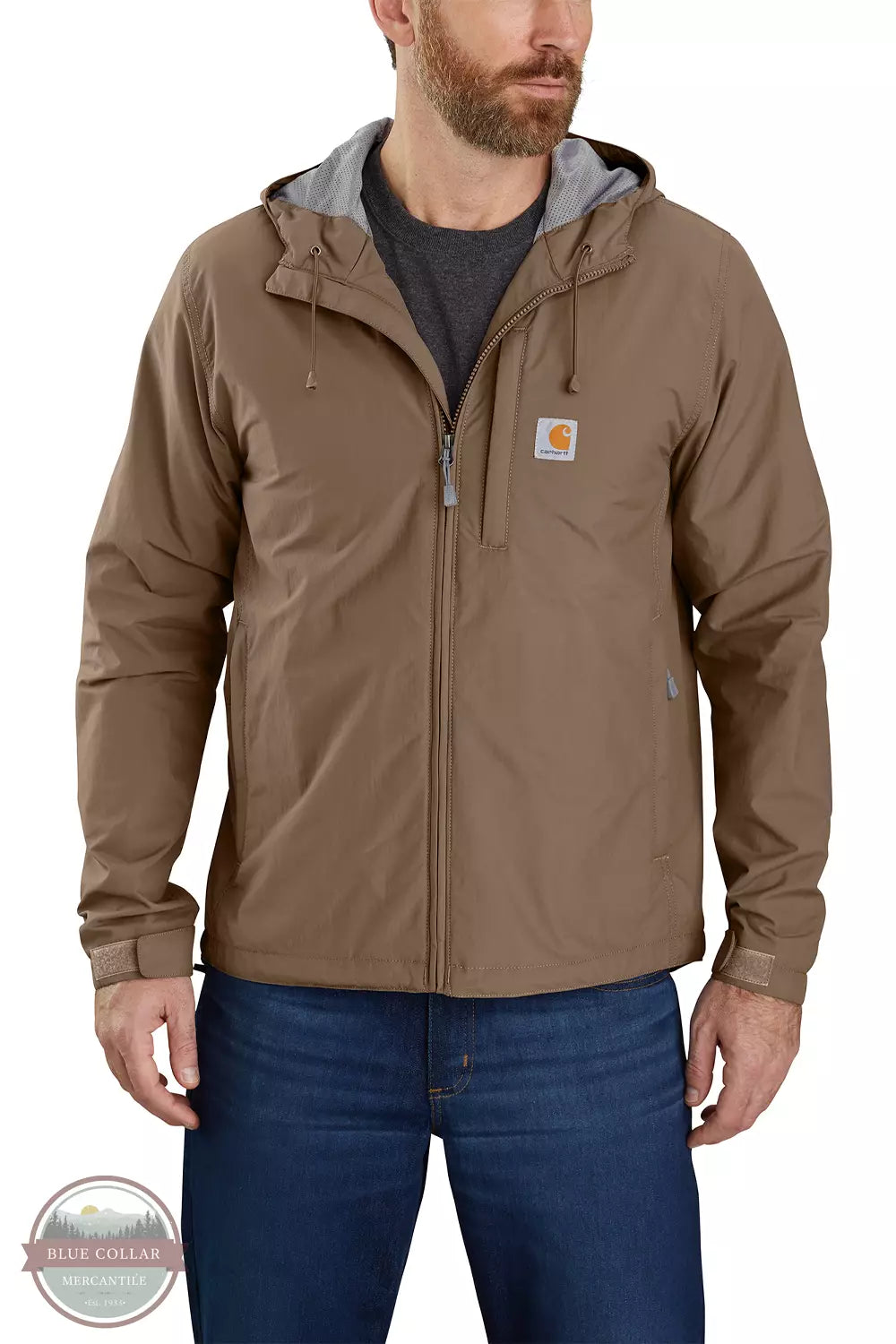 Carhartt 104671-B66 Rain Defender Relaxed Fit Lightweight Jacket in Flaxseed Front View