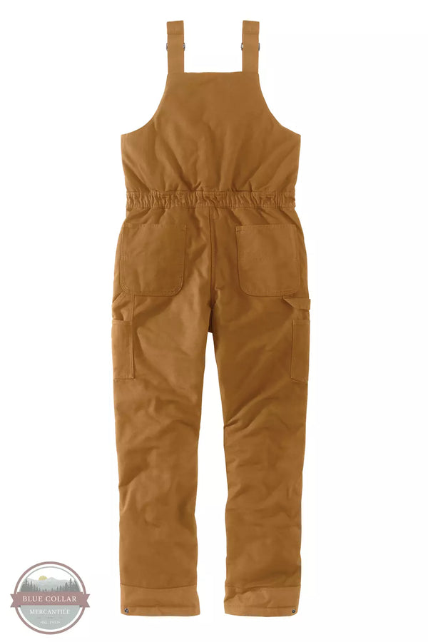 Carhartt 104694-BRN Loose Fit Washed Duck Insulated Bib in Carhartt Brown Back View