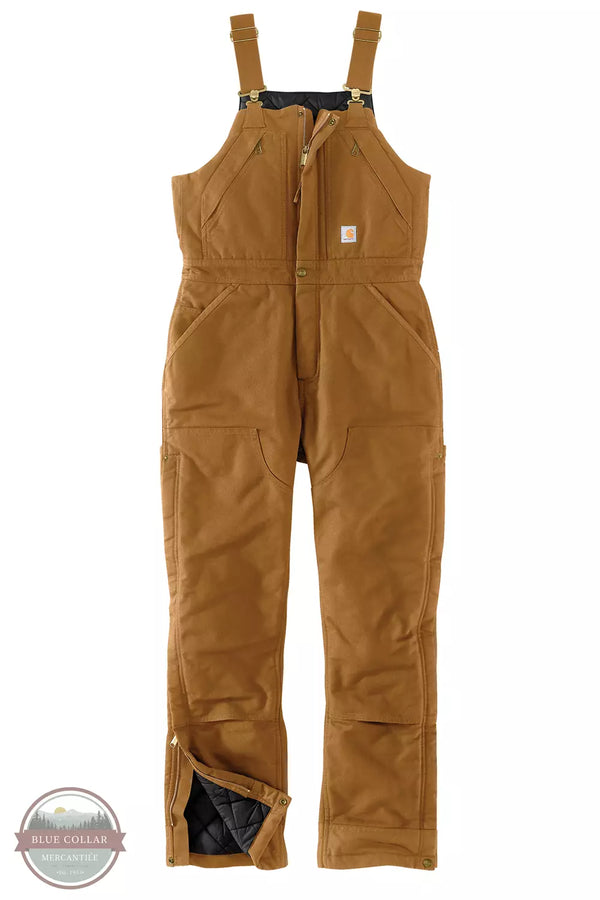 Carhartt 104694-BRN Loose Fit Washed Duck Insulated Bib in Carhartt Brown Front View