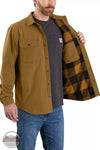 Carhartt 105419 Rugged Flex® Relaxed Fit Canvas Fleece Lined Shirt Jac in B33, front with inside fleece shown