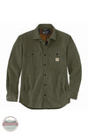 Carhartt 105419 Rugged Flex® Relaxed Fit Canvas Fleece Lined Shirt Jac in G72, front flat