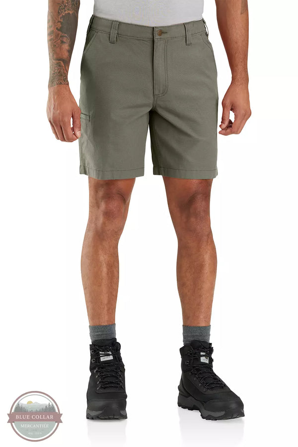 Carhartt 105841 Rugged Flex Relaxed Fit Canvas Work Shorts Dusty Olive Front View