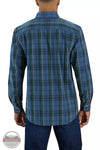 Carhartt 105946 Loose Fit Midweight Chambray Button Down Long Sleeve Shirt in Plaid Dark Blue Model Back View