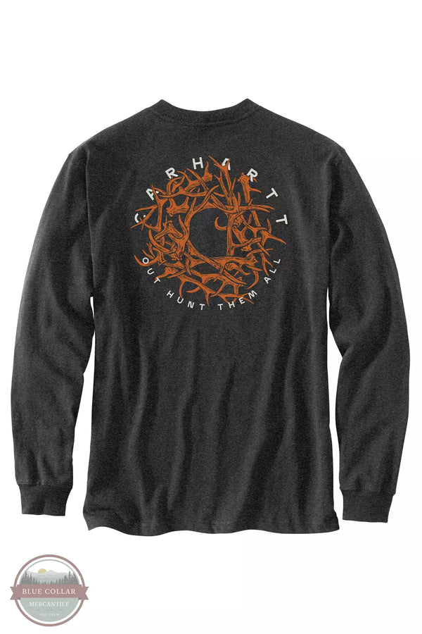 Carhartt 105957-CRH Loose Fit Heavyweight Hunt Graphic Long Sleeve T-Shirt in Carbon Heather Back View