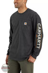 Carhartt 105957-CRH Loose Fit Heavyweight Hunt Graphic Long Sleeve T-Shirt in Carbon Heather Model Front View