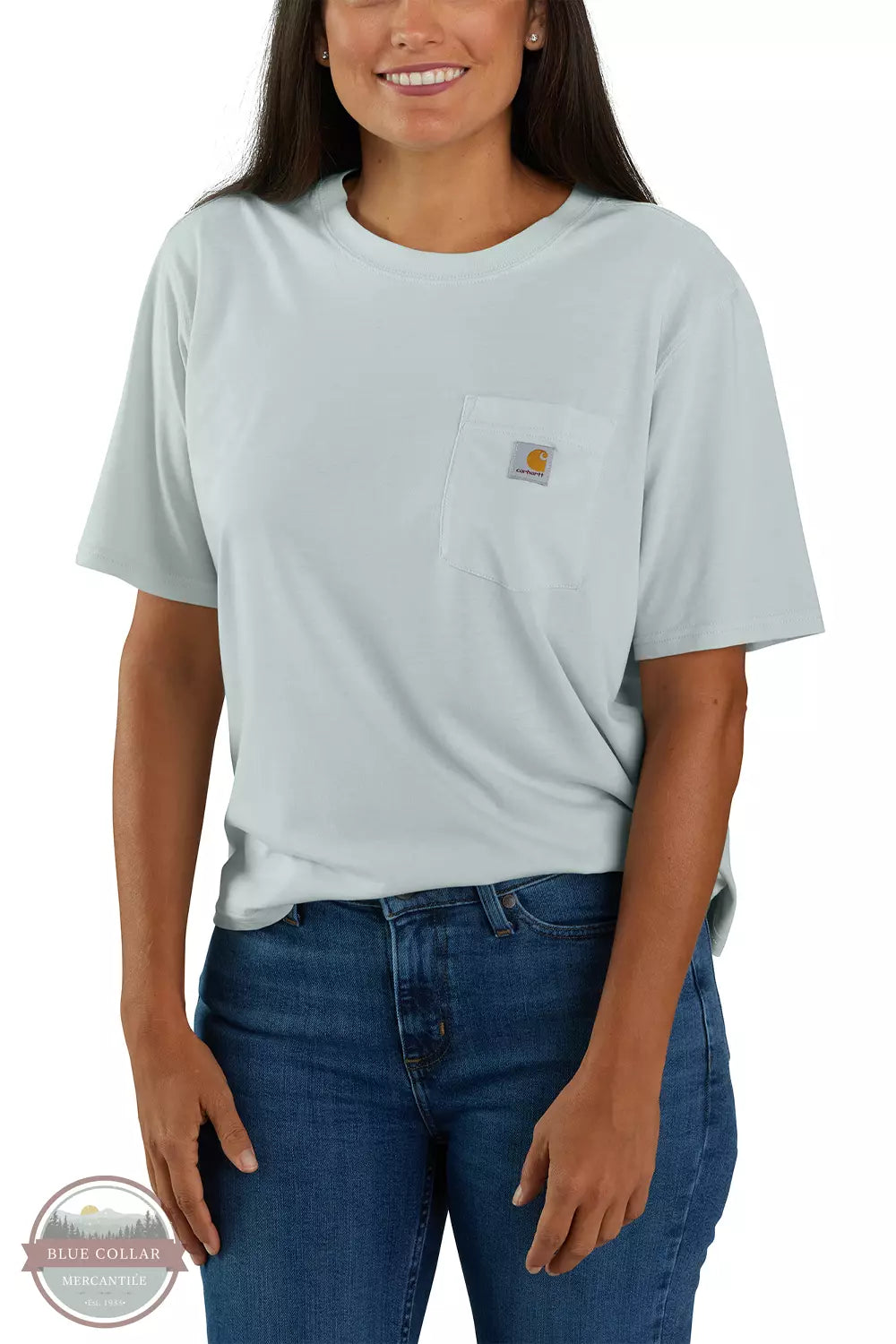 Carhartt 106122 Tencel Fiber Loose Fit Short Sleeve T-Shirt Dew Drop Front View